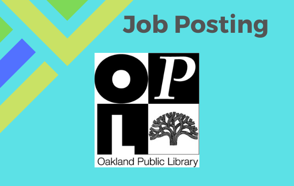Oakland Public Library, black and white block logo with text "Job Posting"
